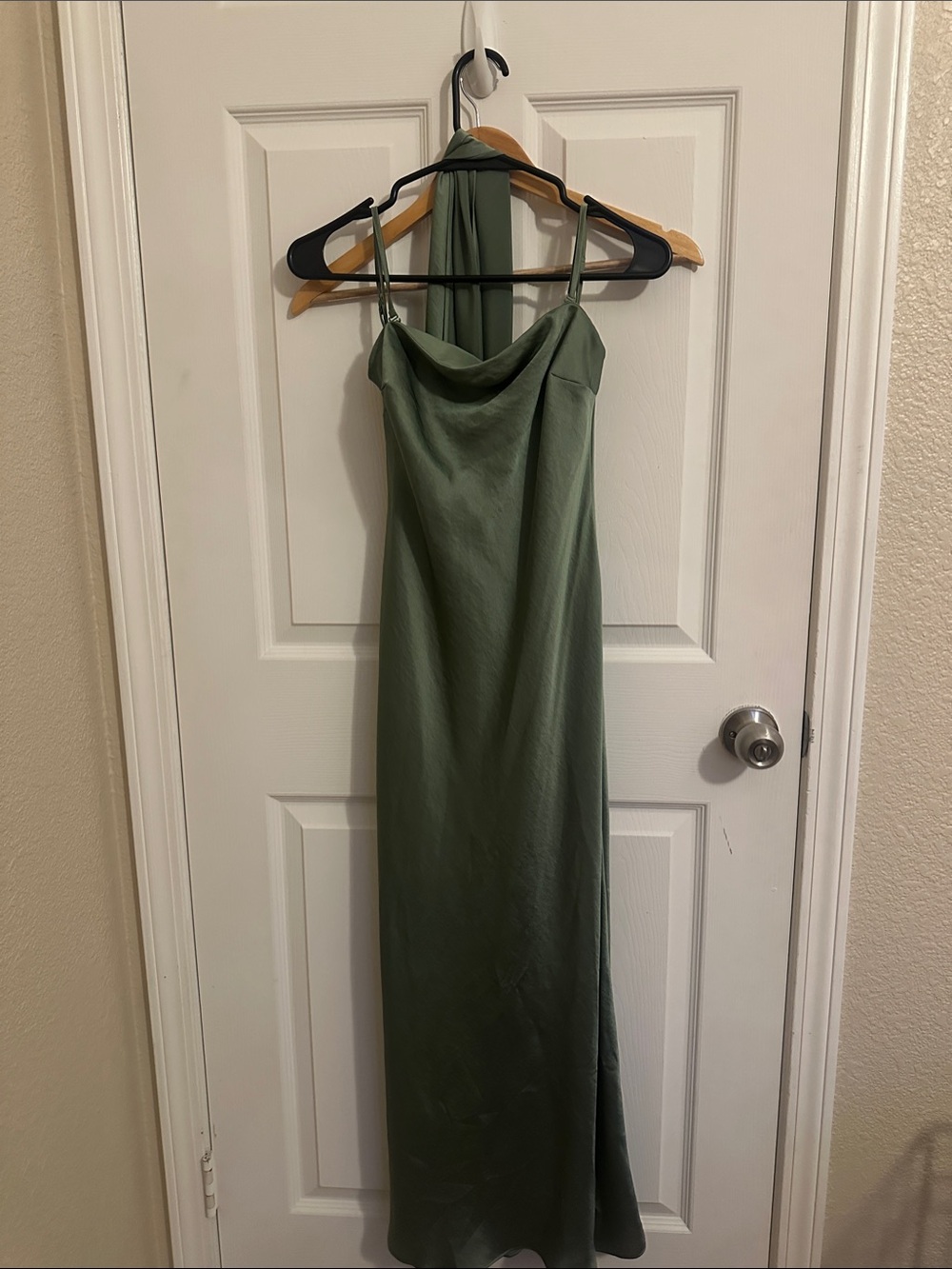 Abercrombie & Fitch Olive Green strapless Dress with neck scarf